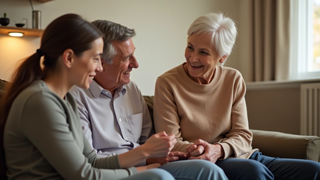 Family having a consultation about senior care options