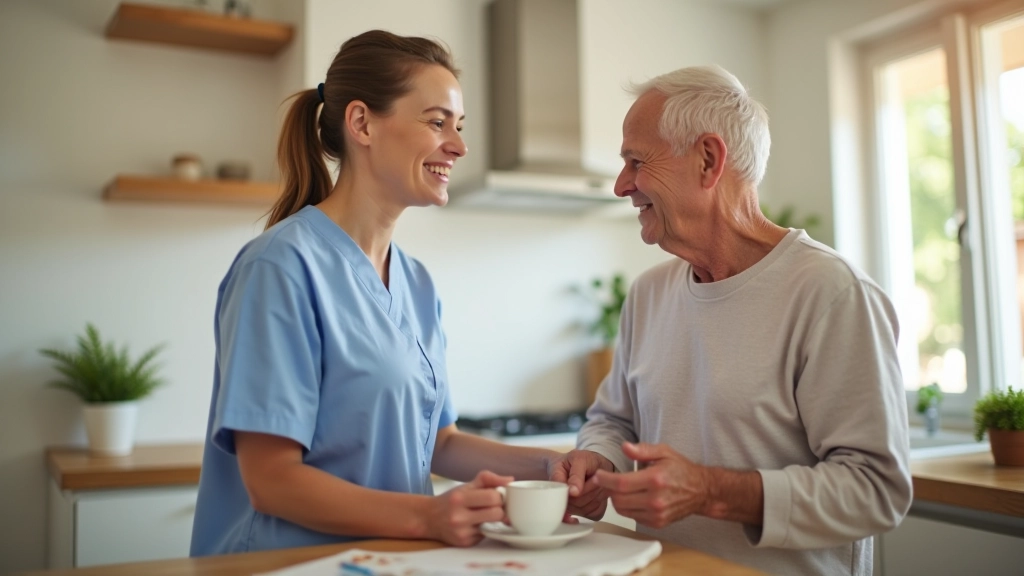 Caregiver providing compassionate assistance to elderly person