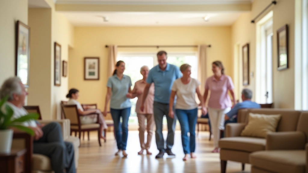 Family touring an assisted living community